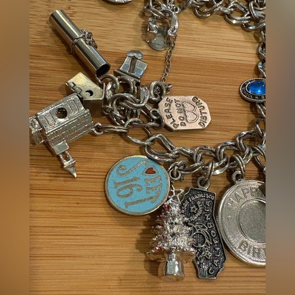 Sterling Silver Charm Bracelet with 22 Various SS 925 Charms - Picture 12 of 16